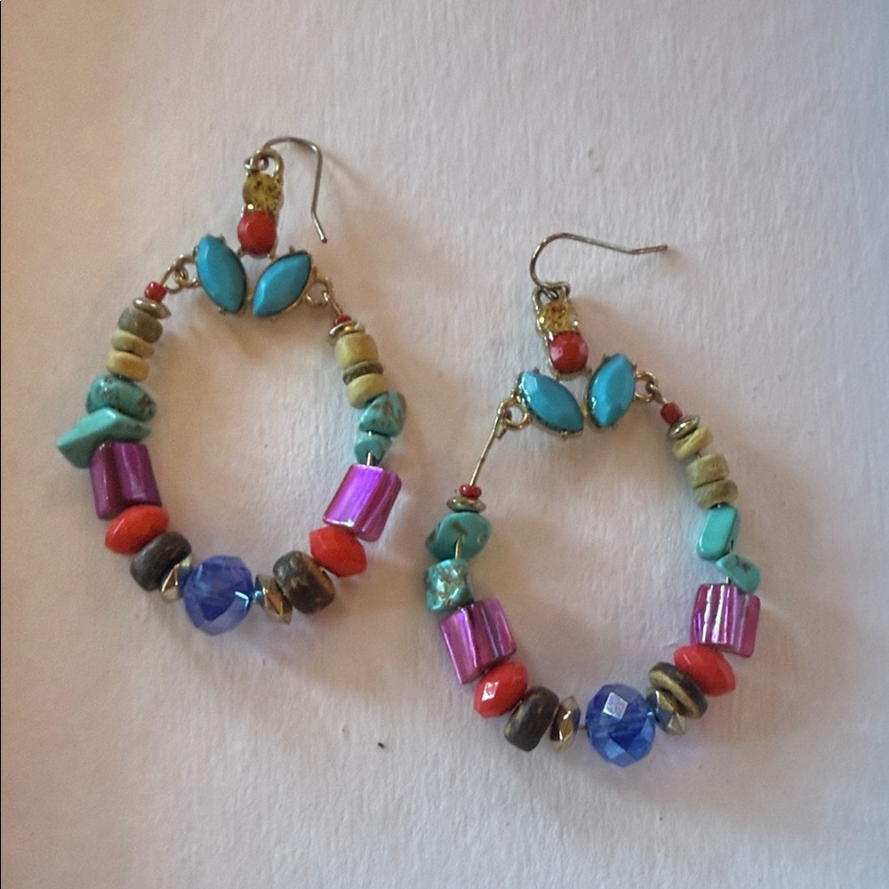 Colorful Beaded Hoop Earrings